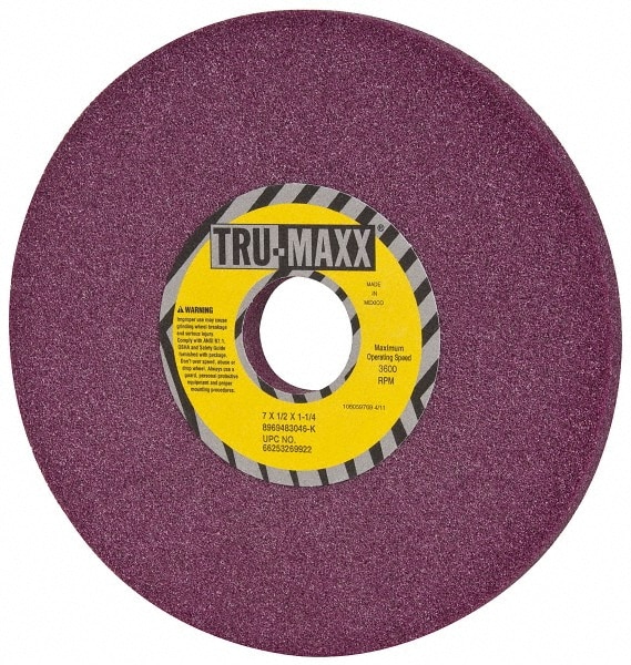 Tru-Maxx 66253269922 Surface Grinding Wheel: 7" Dia, 1/2" Thick, 1-1/4" Hole, 46 Grit, K Hardness Image