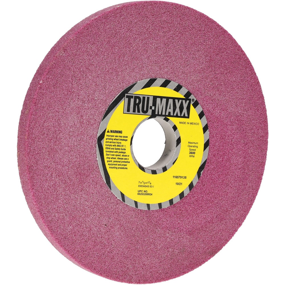 Tru-Maxx 66253269924 Surface Grinding Wheel: 7" Dia, 1/2" Thick, 1-1/4" Hole, 60 Grit, I Hardness Image