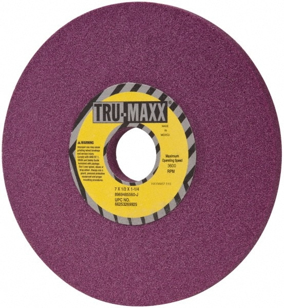 Tru-Maxx 66253269925 Surface Grinding Wheel: 7" Dia, 1/2" Thick, 1-1/4" Hole, 60 Grit, J Hardness Image