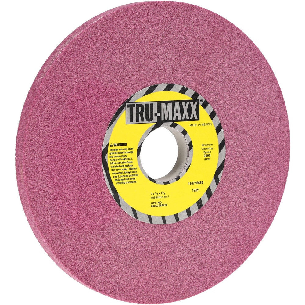 Tru-Maxx 66253269926 Surface Grinding Wheel: 7" Dia, 1/2" Thick, 1-1/4" Hole, 80 Grit, J Hardness Image