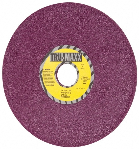 Tru-Maxx 66253269927 Surface Grinding Wheel: 8" Dia, 1/4" Thick, 1-1/4" Hole, 46 Grit, J Hardness Image