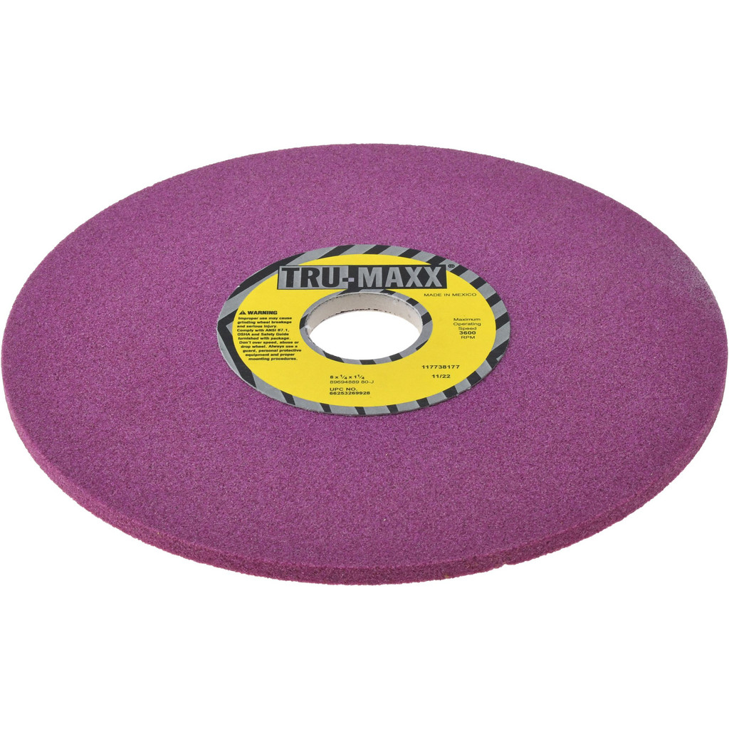 Tru-Maxx 66253269928 Surface Grinding Wheel: 8" Dia, 1/4" Thick, 1-1/4" Hole, 80 Grit, J Hardness Image