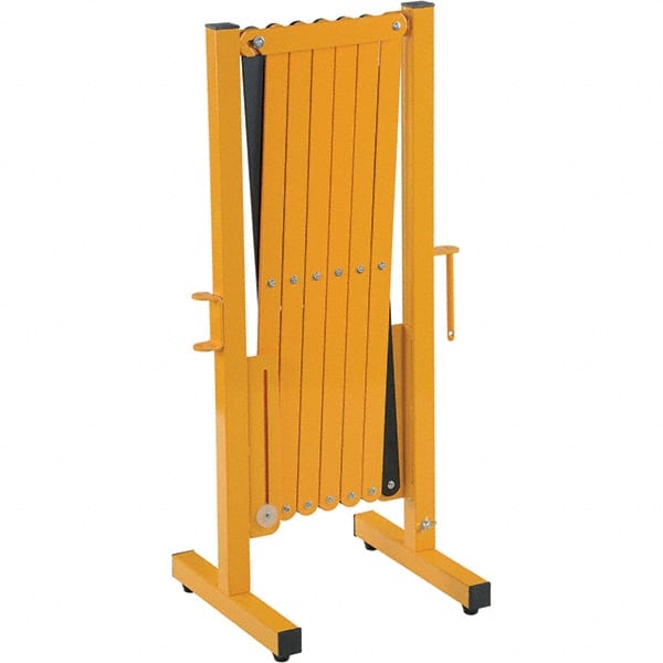 Expandable Barricade: 38" High, 14-15/16" Wide, Steel Frame, Yellow