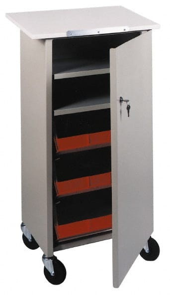 Lockwood Mfg. MT-84-GY W/DOOR 24" Wide x 44" High x 16" Deep, Portable Mobile Multi-Task Stand 