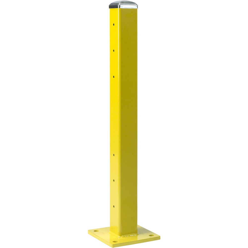 Traffic Guard Rail Mount Post: 42" High, Rail Mount, Steel, Yellow