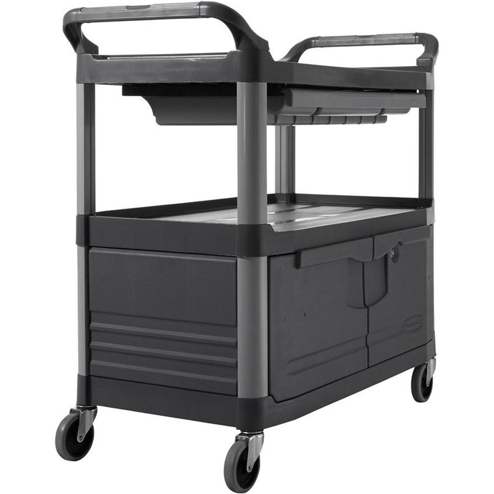 Rubbermaid - Standard Utility Cart: Plastic, Black - 73013955