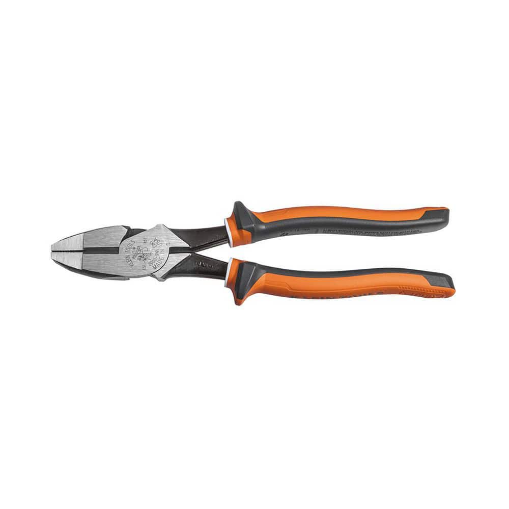 Pliers; Jaw Texture: Knurled; Crosshatch; Plier Type: Heavy-Duty; Lineman's; Jaw Length: 1.594 in; Jaw Width: 1.25 in; Overall Length: 9.53; Body Material: Steel; Handle Type: 1000 Volt Insulated; Insulated; Handle Color: Gray; Orange; Insulated: Yes; Wir