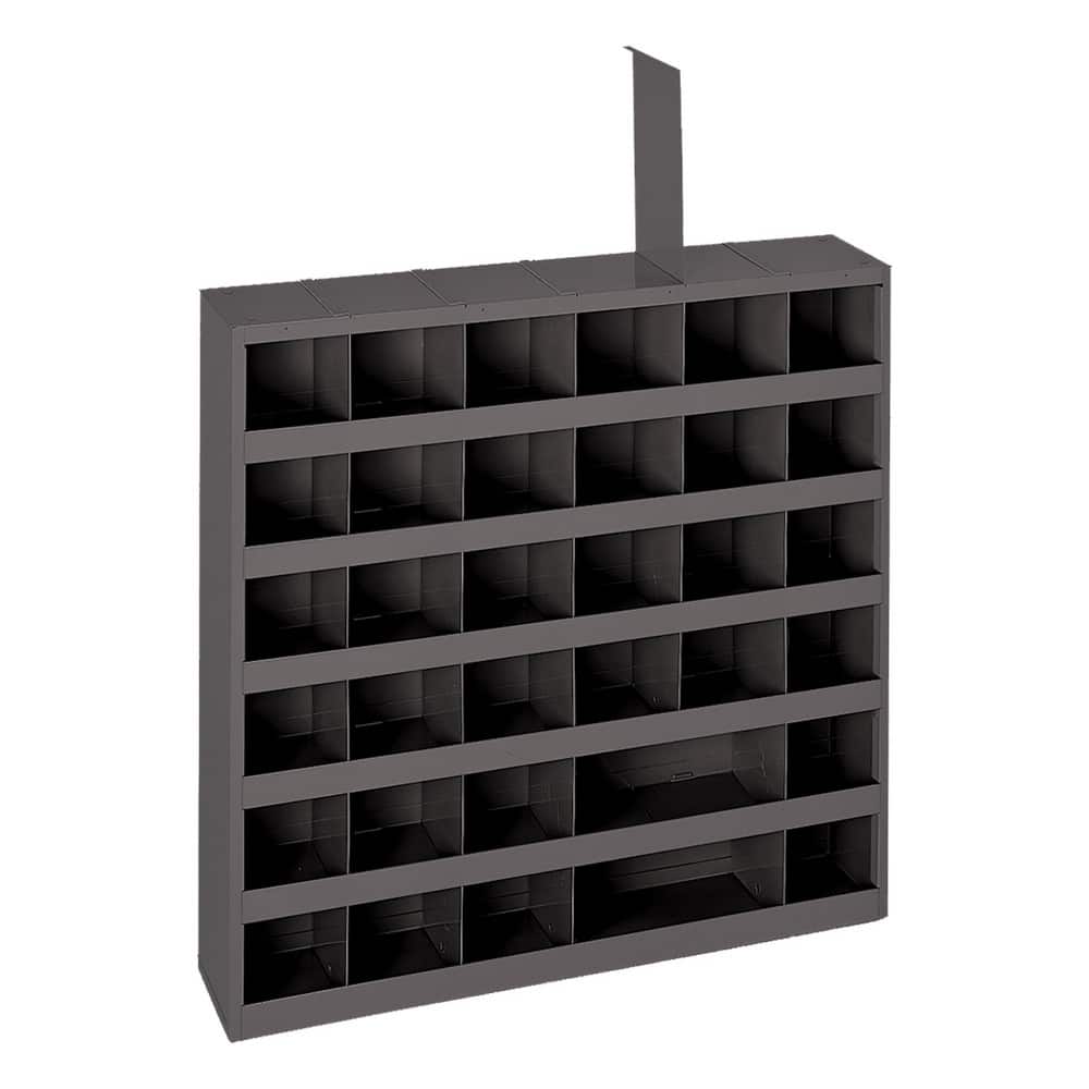 Economy Shelf Bin Steel Shelving System, 12 W x 36 L x 75in H, 13 Shelves  with 60 QSB102 Red Bins