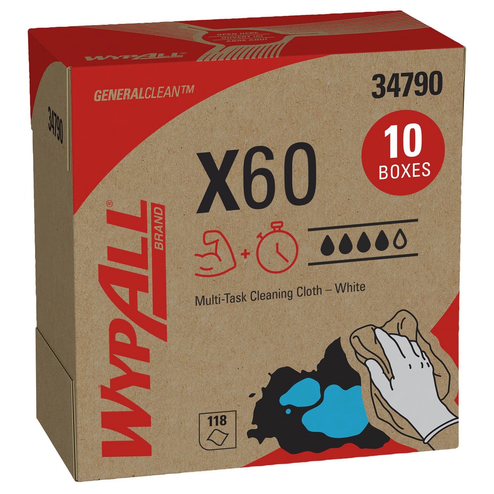 WypAll X60 Reusable Cloths (34790), Convenient Pop-Up Box, White