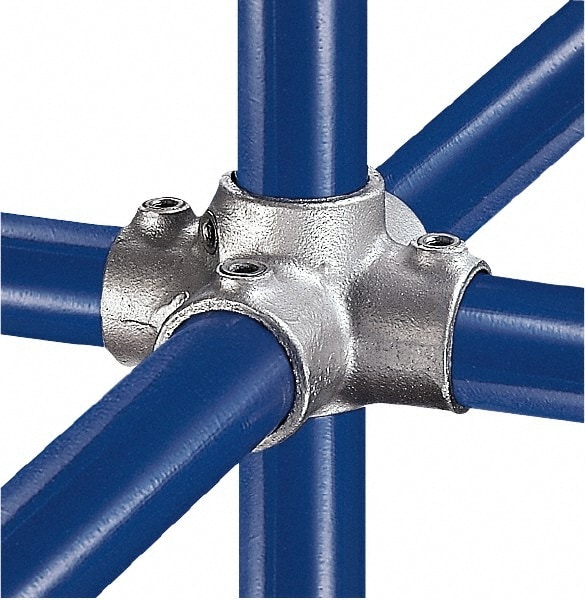 Kee 40-5 3/4" Pipe, Four Socket Cross, Malleable Iron Cross Pipe Rail Fitting Image