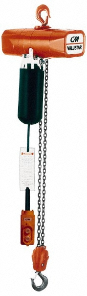 Electric Hoist: 2000 lb Working Load Limit - Hook Mount, 1 Chain