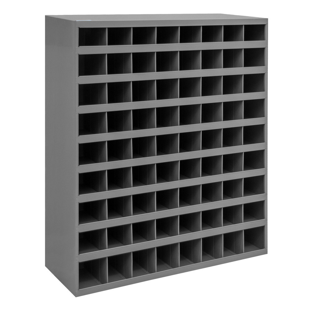 72 Bin Bin Shelving Unit with Openings - 33-3/4 Inch Overall Width x 12 Inch Overall Depth x 42 Inch Overall Height, Gray Steel Bins