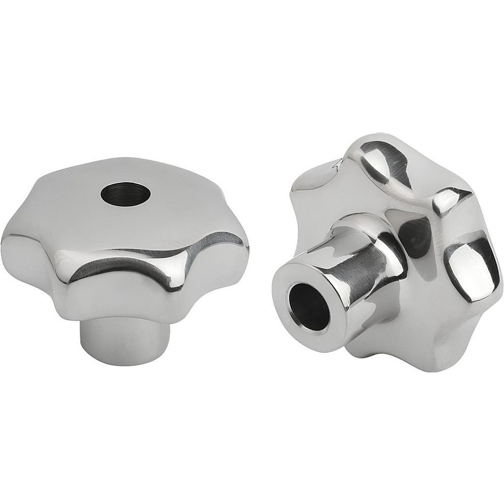 Lobed Knob: 1.57" Head Dia, 7 Points, Stainless Steel