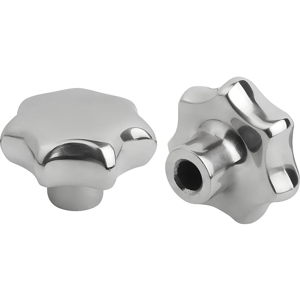 Star Lobed Knob: 1.57" Head Dia, 7 Points, Stainless Steel
