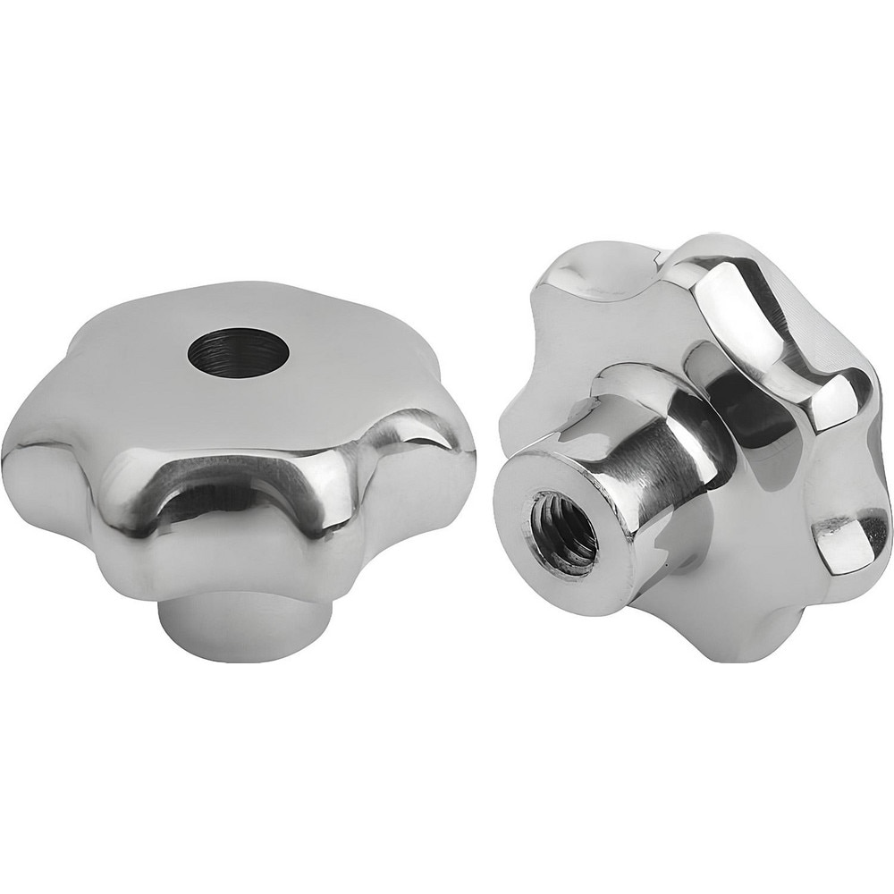 Star Lobed Knob: 1-1/4" Head Dia, 7 Points, Stainless Steel