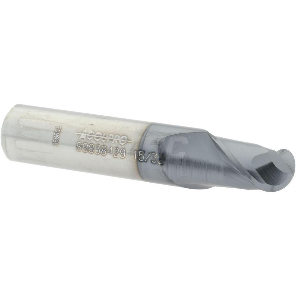 12184186 Ball End Mill: 0.4688" Dia, 0.625" LOC, 2 Flute, Solid Carbide  