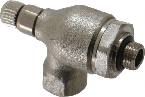 Legris 7100 06 10 Air Flow Control Valve: Push-to-Connect Metal Flow Control, Tube x BSPP, 6mm Tube OD 