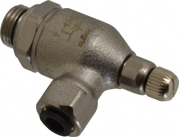 Legris 7100 06 13 Air Flow Control Valve: Push-to-Connect Metal Flow Control, Tube x BSPP, 6mm Tube OD 