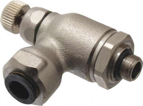 Legris 7100 08 10 Air Flow Control Valve: Push-to-Connect Metal Flow Control, Tube x BSPP, 8mm Tube OD 