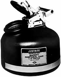 Justrite. 14765 Safety Disposal Cans; Capacity (Gal.): 5.00; 5.0 ; Capacity: 5.0 ; Material: Polyethylene ; Can Material: Polyethylene ; Arrester Material: Stainless Steel ; Color: Red Image