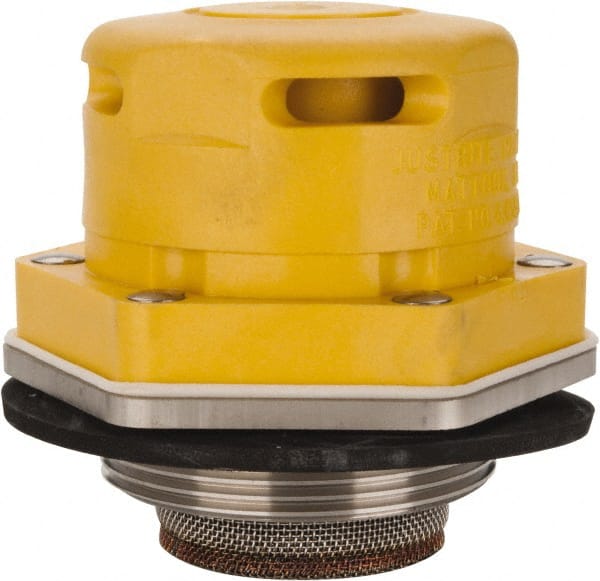 Justrite. 8006 Drum Vents; Material: Non-Metallic/Stainless Steel Arrester ; Thread Type: NPT ; Vacuum Relief: Automatic ; Connection Size (Inch): 2; 2 ; FM Approved: Yes ; Application: Petroleum Based 