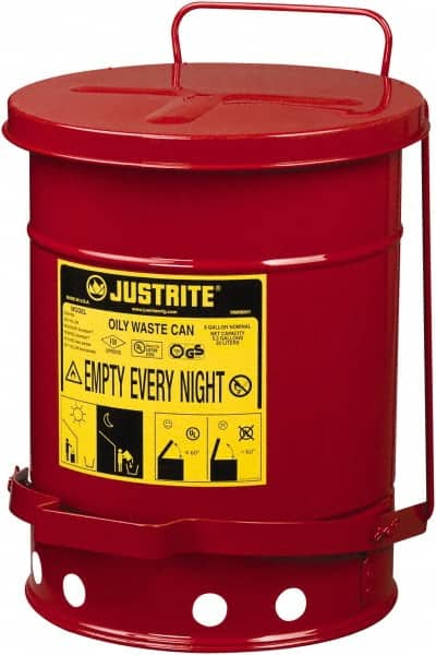 Round 11.87" Justrite Waste Container 6 Gal Capacity 15.87" Height 