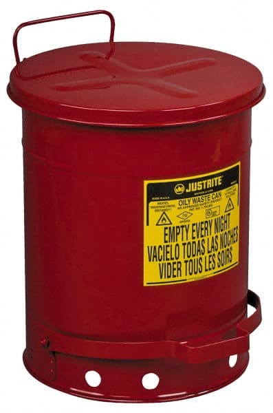 Justrite. 9300 10 Gallon Capacity, Galvanized Steel Disposal Can 