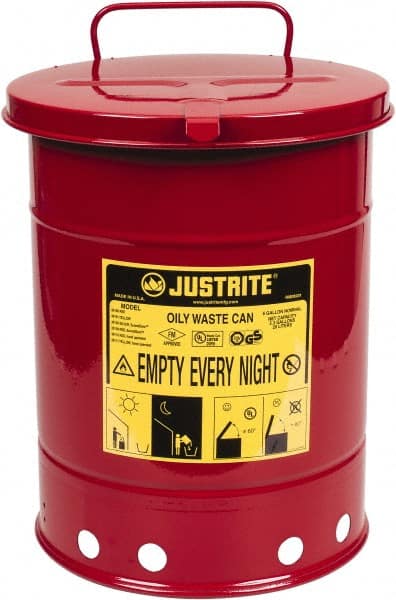 Justrite. 9110 6 Gallon Capacity, Galvanized Steel Disposal Can 