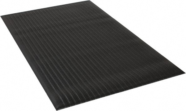 Wearwell 451.38X3X5BK Anti-Fatigue Mat: 60" Length, 36" Wide, 3/8" Thick, Vinyl, Rounded Edge, Light-Duty 