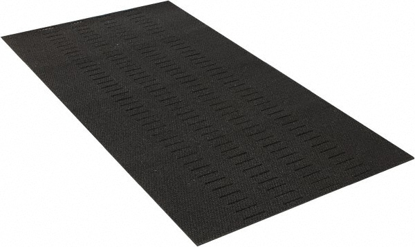 Wearwell 480.38X3X6SLTBK Anti-Fatigue Mat: 72" Length, 36" Wide, 3/8" Thick, Vinyl, Beveled Edge, Medium-Duty 