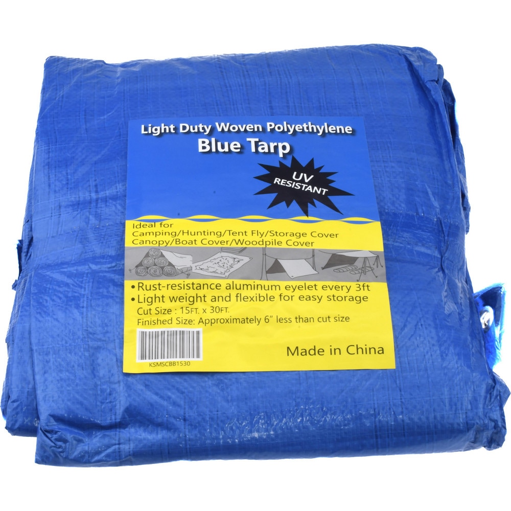 Tarp/Dust Cover: Blue, Rectangle, Polyethylene, 30' Long x 15' Wide