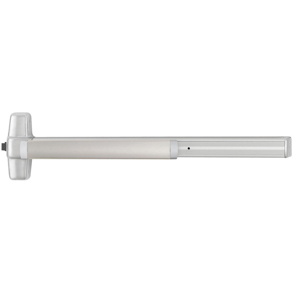 Von Duprin Door Push Bars: Material: Metal; Locking Type: Exit Device Only; Finish/Coating: Satin Aluminum, Clear Anodized; Maximum Door Width: 3 ft