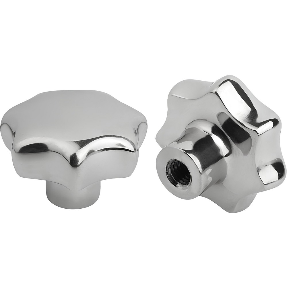 Star Lobed Knob: 1.57" Head Dia, 7 Points, Stainless Steel