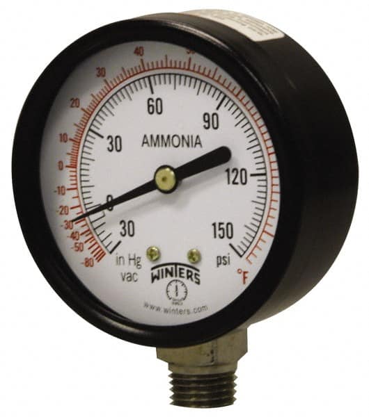 Winters PAM1696 Pressure Gauge: 4" Dial, 0 to 300 psi, 1/4" Thread, NPT, Lower Mount 