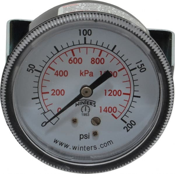 Winters P9U901441UC Pressure Gauge: 2-1/2" Dial, 1/4" Thread, U-Clamp Panel & Center Back Mount 