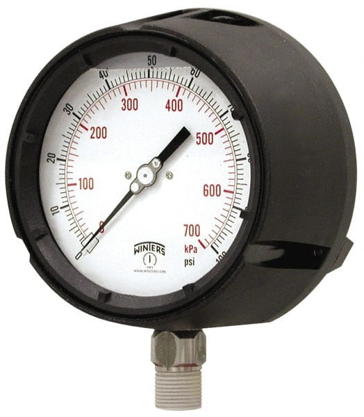 Winters PPC5060-G. Pressure Gauge: 4-1/2" Dial, 0 to 30 psi, 1/2" Thread, NPT, Lower Mount 