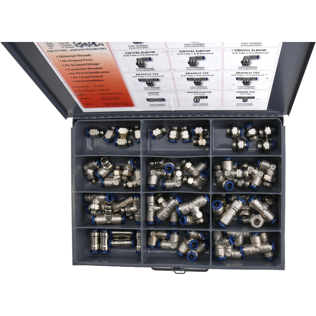 PRO-SOURCE - 60 Piece, Push to Connect Fitting Kit | MSC Direct