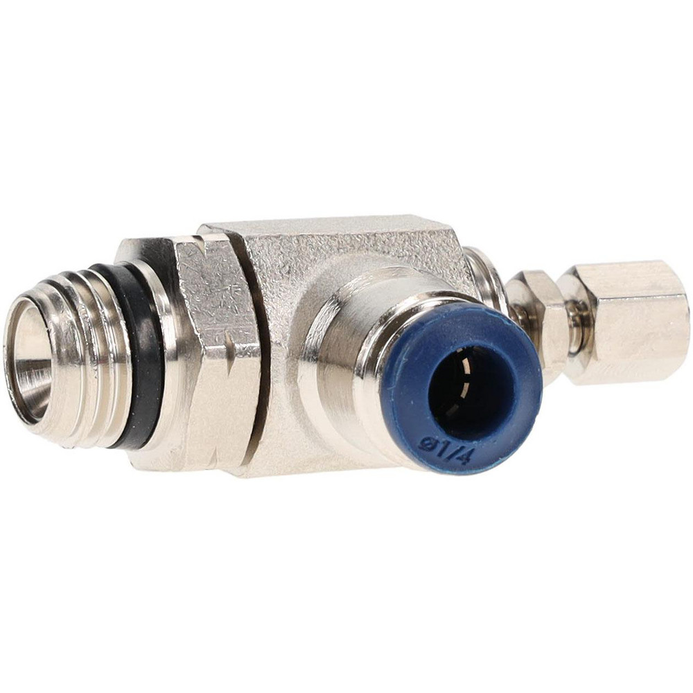 Needle Valve: Angled, 1/4" Pipe, Nickel-Plated Brass Body, Nitrile Butadiene Rubber Seal