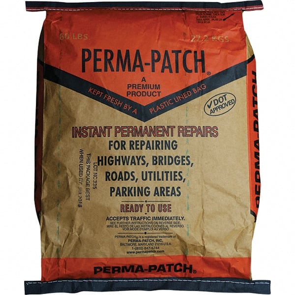 Perma-Patch PP-60-C Drywall & Hard Surface Compounds; Product Type: Asphalt Patch ; Color: Black ; Container Size: 60 lb ; Container Type: Bag ; Composition: Asphaltic ; Coverage: 0.5 cu ft 