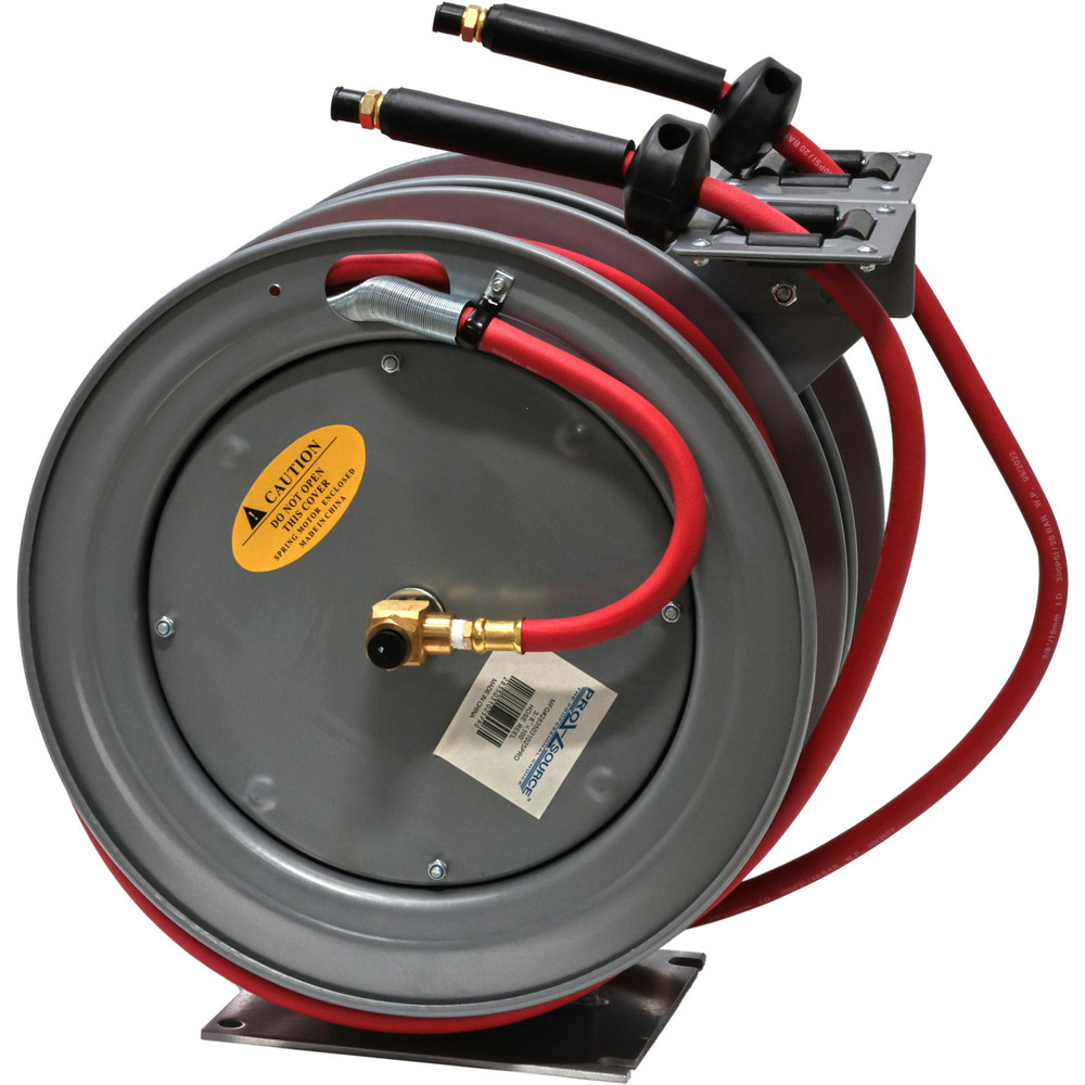 Hose Reel with Hose: 3/8" ID Hose x 50', Spring Retractable