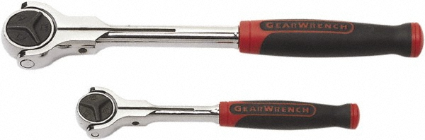 GEARWRENCH 1/4" & 3/8" Drive Thumbwheel Ratchet Set - Full Polish Chrome Finish, Various Lengths, 72 Gear Teeth, Cushion Grip Handle, Rotator Head