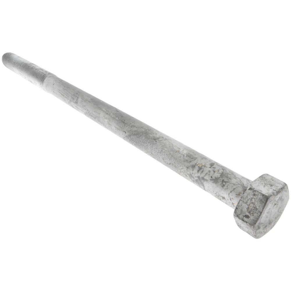 Hex Head Bolt: 1-8, 18" Length Under Head, Steel, Grade 2 - Galvanized Finish, Partially Threaded, ASTM A307