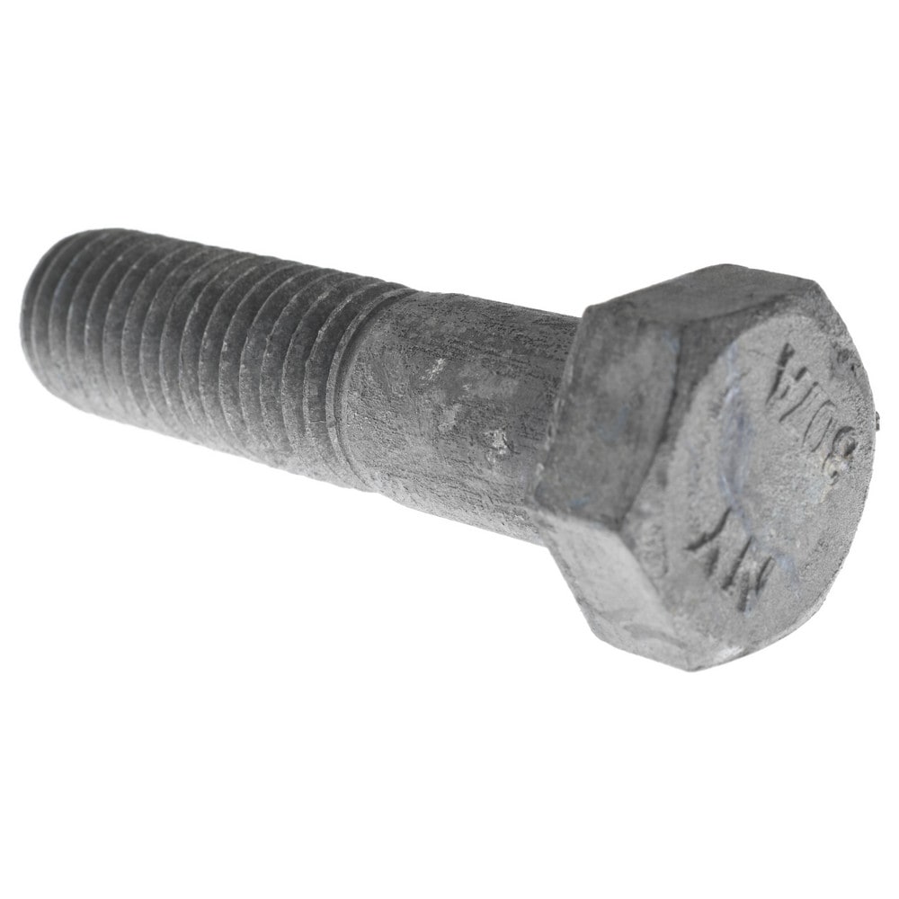 Hex Head Bolt: 5/8-11, 2-1/2" Length Under Head, Steel, Grade 2