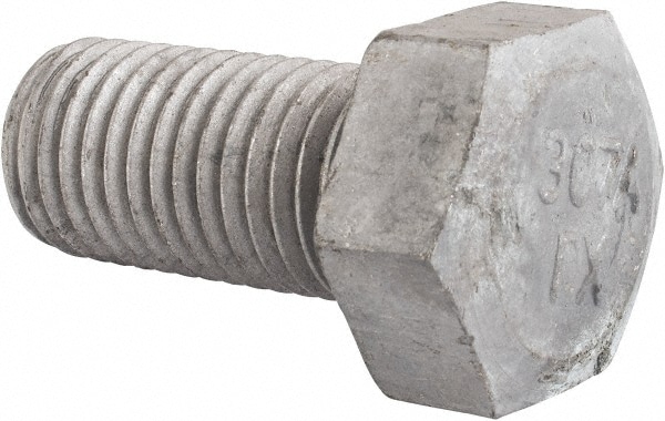 Hex Head Bolt: 7/8-9, 1-3/4" Length Under Head, Steel, Grade 2
