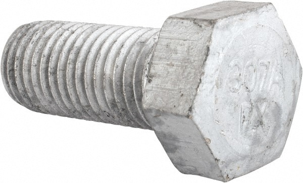 Hex Head Bolt: 7/8-9, 2" Length Under Head, Steel, Grade 2