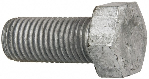 Hex Head Bolt: 1-8, 2-1/4" Length Under Head, Steel, Grade 2