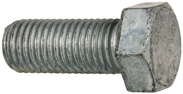 Hex Head Bolt: 1-8, 2-1/2" Length Under Head, Steel, Grade 2