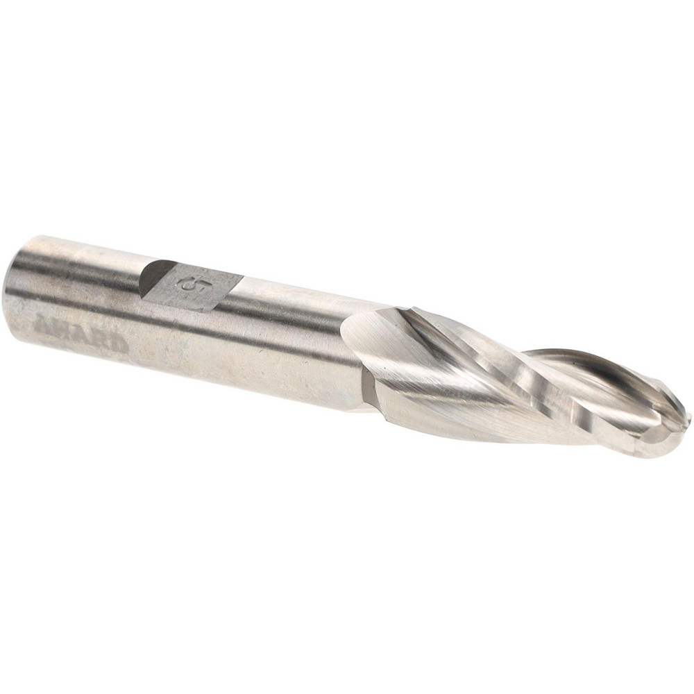 Made in USA BO-605 Tapered End Mill: 5 &deg; per Side, 3/8" Small Dia, 1-1/4" LOC, 3 Flutes, High Speed Steel, Ball End Image