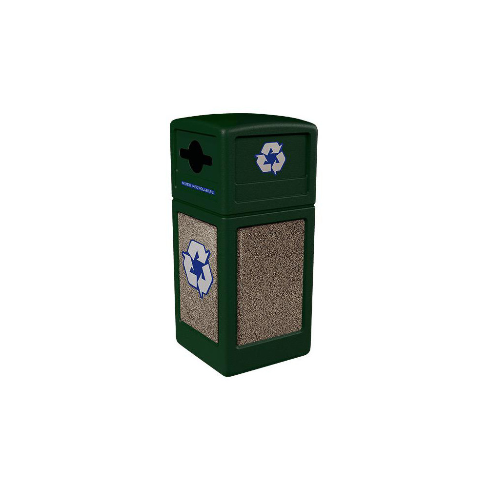 Commercial Zone Recycling Container 42 gal Capacity, Square, Forest Green 90041534 MSC