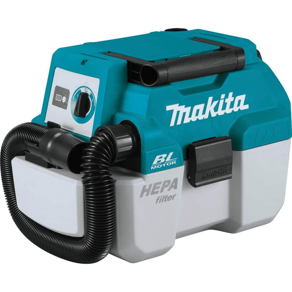 Makita XCV11Z Portable & Backpack Vacuum Cleaners; Power Source: Battery ; Filtration Type: HEPA ; Vacuum Collection Type: Disposable Bag ; Maximum Air Flow: 57 ; Tank Capacity: 2 gal 
